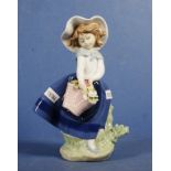 Lladro girl with basket of flowers figure