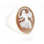 Italian resin ring with cameo (18ct surround)