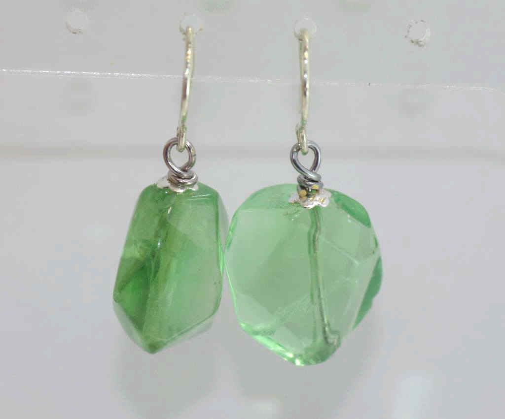 Fluorite drop earrings with 9ct white gold hooks