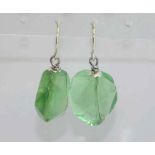 Fluorite drop earrings with 9ct white gold hooks