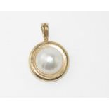 9ct yellow gold, mabe pearl enhancer / pendant
