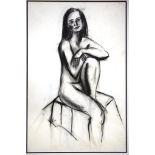 Kate Landsberry Seated Nude framed charcoal