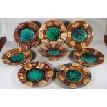 Vintage seven piece French majolica dessert set