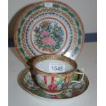 Vintage Chinese famille rose trio