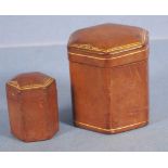 Two matching Italian leather hexagonal boxes