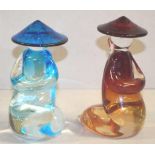 Two signed Murano art glass oriental figures