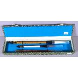 Cased set three Chinese calligraphy brushes