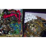 Two large boxes of costume necklaces