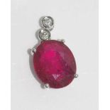 18ct white gold ruby and diamond pendant