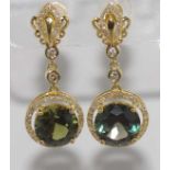 18ct gold, green sapphire & diamond earrings
