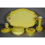 Royal Winton yellow Petunia dressing table set