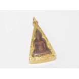 Triangular gold and Buddah pendant