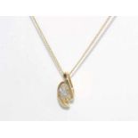 9ct two tone gold and diamond pendant