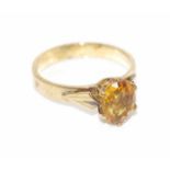 9ct yellow gold and golden topaz ring