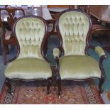 Pair of Victorian grandmother & grandfather chairs