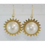 18ct yellow gold and mabe pearl earrings