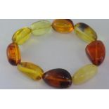 Multi-colour Baltic amber stretch bracelet