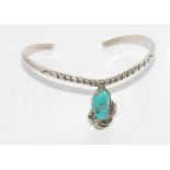 Silver and turquoise cuff