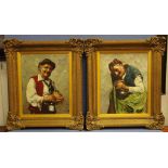 Two framed Italian oil on board paintings