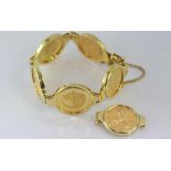 18ct gold bracelet with 6 gold coins