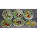 Ten assorted French Majolica fruit plates