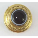 Victorian agate target brooch C1890