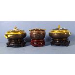 Pair Chinese lidded cloisonne bowls