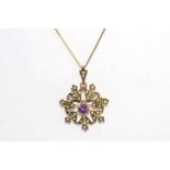 Edwardian 9ct gold pendant/brooch