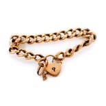 Antique hallmarked 9ct gold bracelet, heart lock