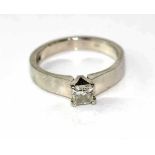Platinum and princess cut diamond solitaire ring