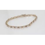 Silver and diamond simulant bracelet