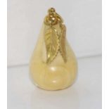 Antique well carved ivory & 18ct gold pear