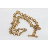 Vintage 9ct gold fancy link necklace with t-bar