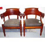 Pair of teak 'Fauteuil de Bureau' library chairs