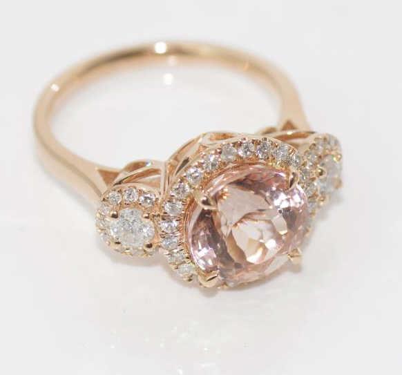 18ct rose gold, Morganite and diamond ring