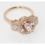 18ct rose gold, Morganite and diamond ring