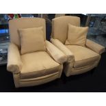 Pair wing backed armchairs