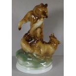 Large Zsolnay porcelain bear figure group