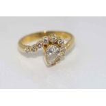 18ct yellow gold and multi-diamond ring