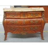 Louis XV style marquetry bombe commode