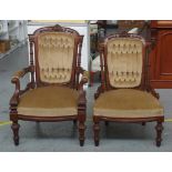 Pair of Edwardian grandfather & grandmother chairs