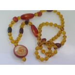 Long agate necklace in orange / yellow tones