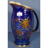 Crown Devon blue lustre ware jug