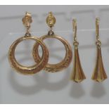 Vintage 9ct gold hoop and drop earrings