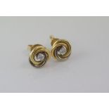 9ct two tone gold and cz earrings