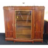 French Louis breakfront parquetry vitrine cabinet