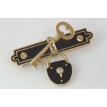 Good vintage 15ct gold, diamond and enamel brooch