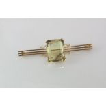 Handmade 14ct gold and lemon quartz brooch