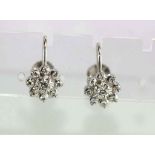 9ct white gold and diamond cluster earrings
