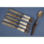 Set five Victorian sterling silver fruit knives